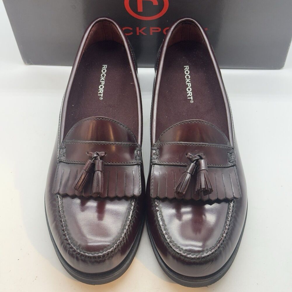 Rockport Appleton Kiltie Tassel Loafers Men’s 11 W Cordovan Leather Shoes NEW - Picture 6 of 12